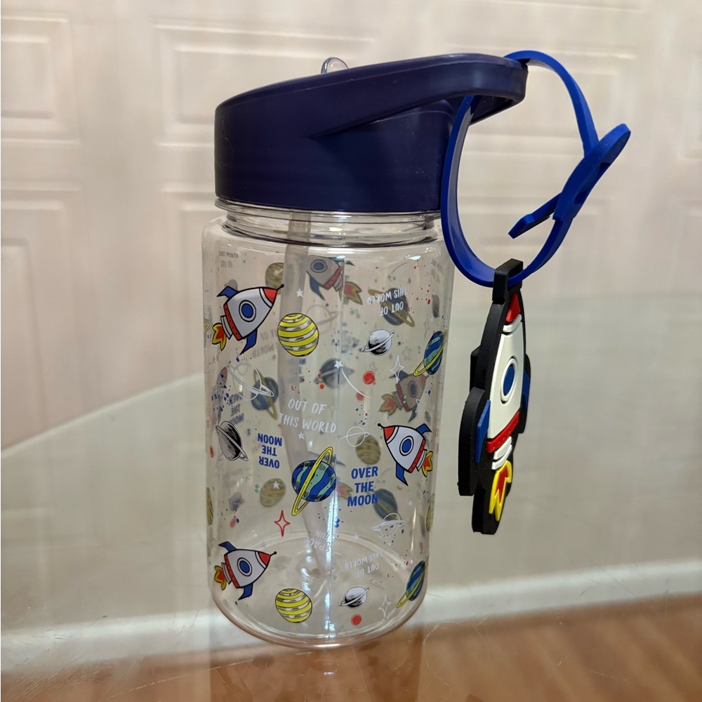 Manna Motive Reusable Sport Water Bottle, 15 Oz  With Name Tag Flip Up Straw